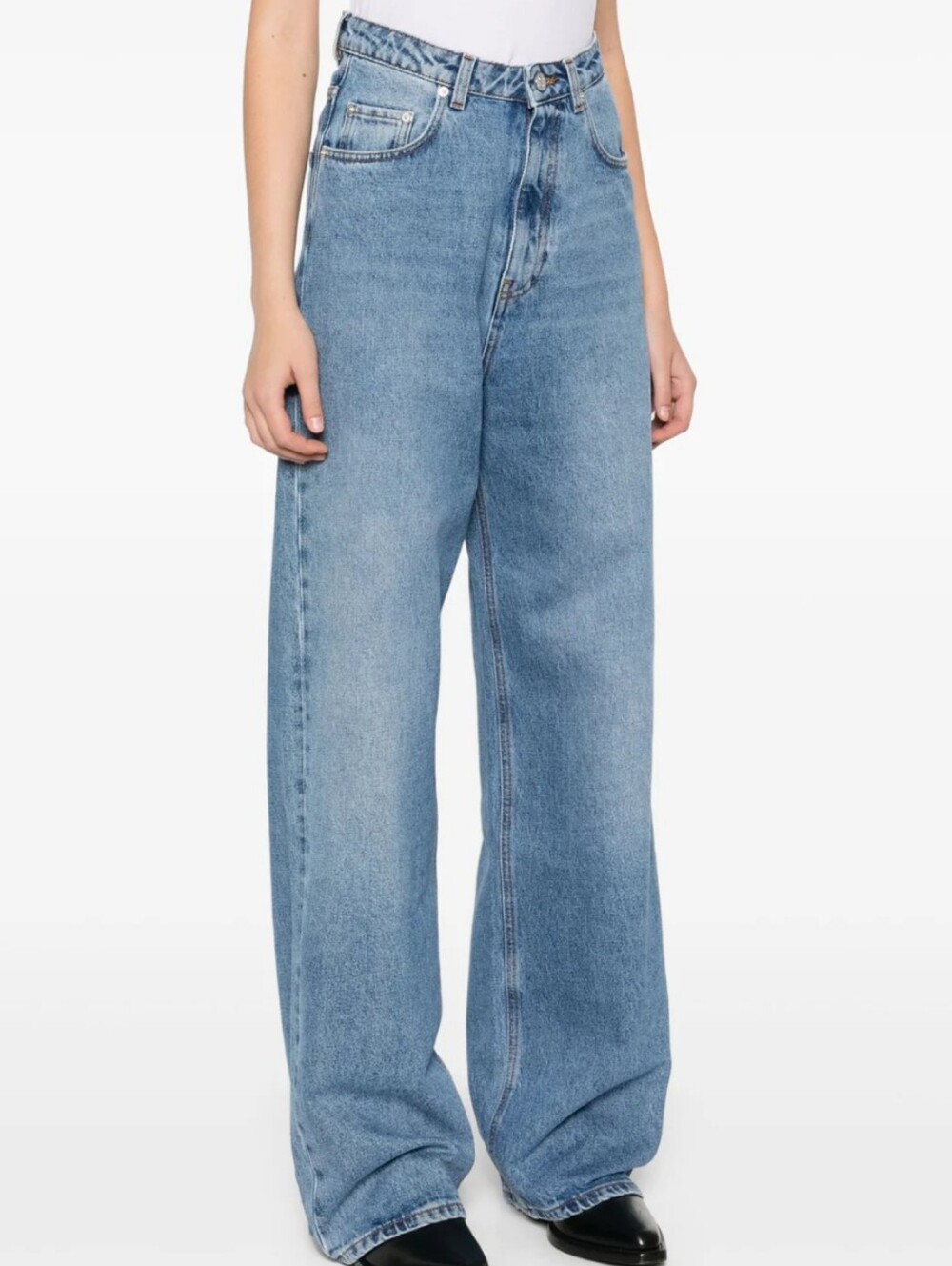 Light Blue Wide-Leg High-Rise Jeans